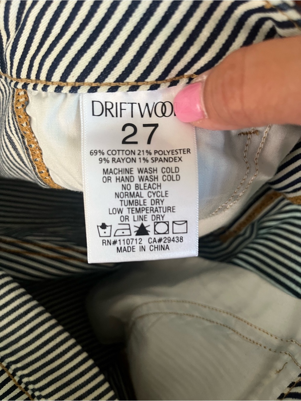 DRIFTWOOD Navy White Striped Floral Carpenter Pants 27 Embroidered Boho Railroad - Picture 16 of 16